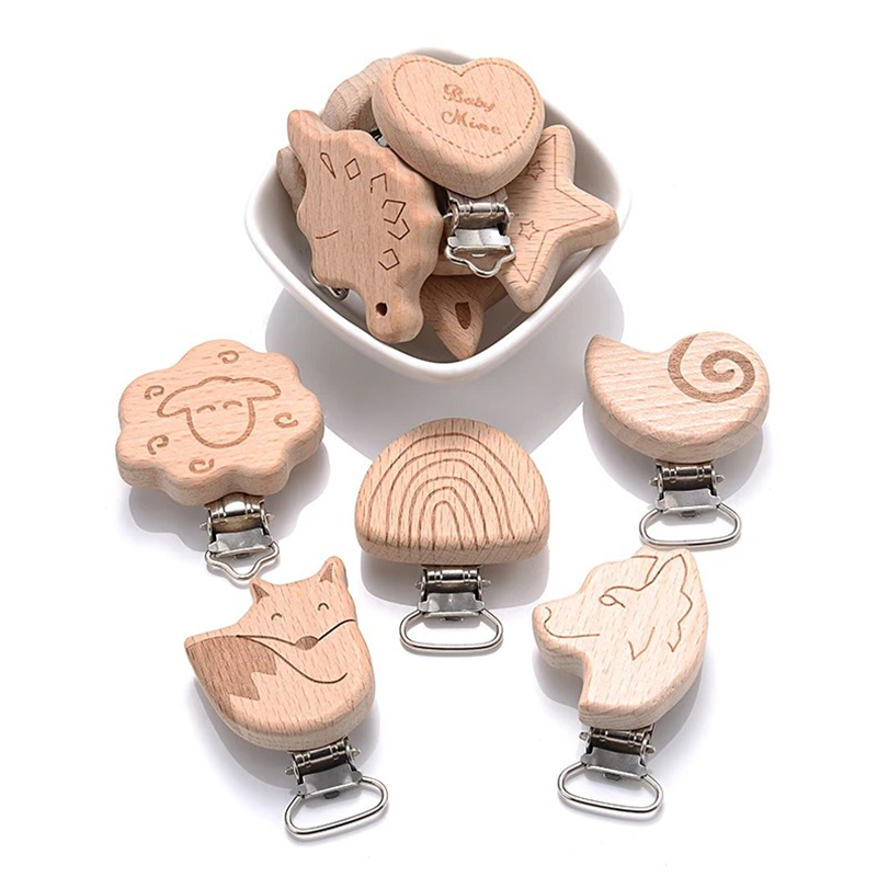 5Pcs Wooden Pacifier Clip Food - Baby Food Natural review and price
